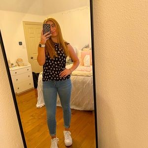 Black flowered blouse